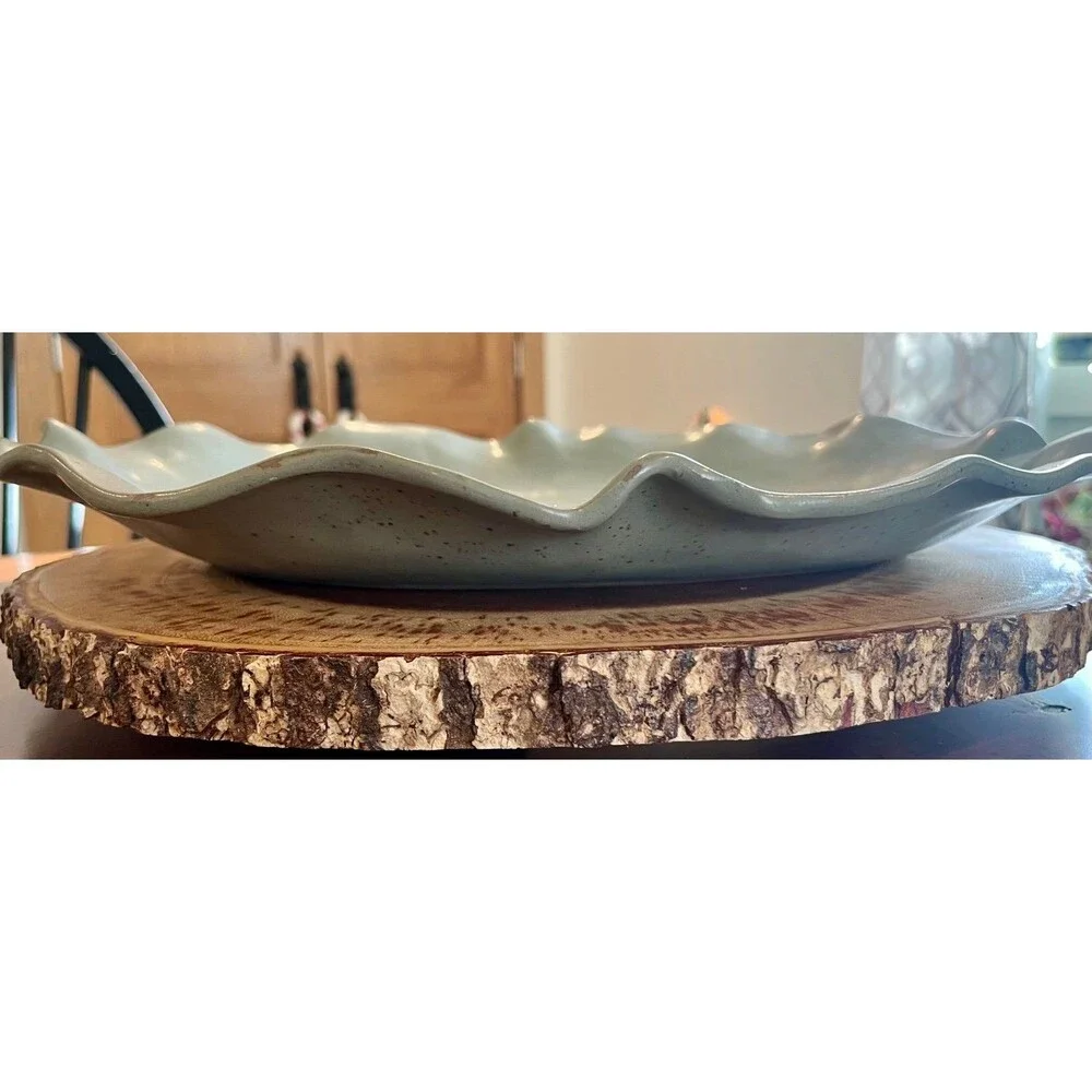 Fluttered Oval Serving Platter Sage Sublime NEW made in Portugal